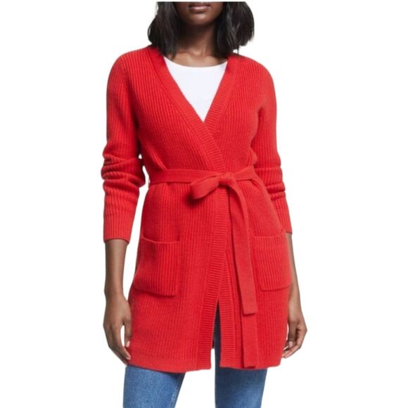 Boden Cara Knit Wool & Cashmere Blend Long Sleeve Cardigan in Post Box Red - Picture 1 of 9